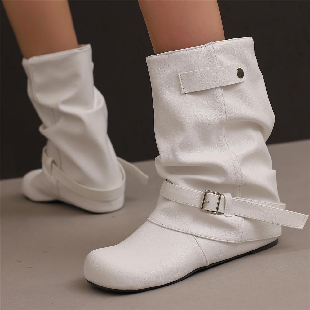 Fashion Western Cowgirl Boots Fashion New Comfortable Internal Height Women's Boots Trendy Versatile Slip On Buckle Women Short Boots