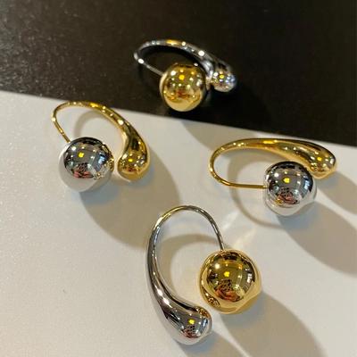 French Retro Water Droplet Small Metal Ball Temperament Light Luxury High-quality Earrings for Women  Gifts.