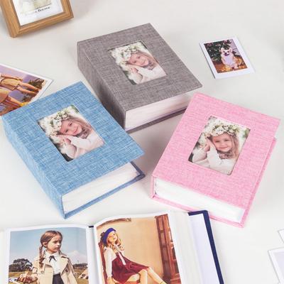 Fotoğraf Albümü Keten Kapak Ön Penceralı Resim Albümü 100 Fotoğraf 4x6 Slip-in Fotoğraf Albümü Kitabı Düğün Tatil Aile Bebek Resimleri İçin