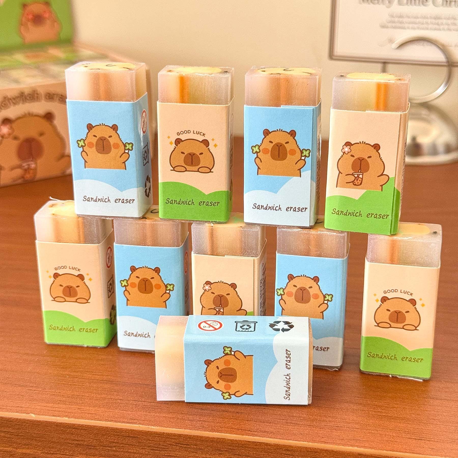 

Capybara Eraser Elementary School Cartoon Sandwich Drawing Eraser Cute Exam Drawing Correction Pencil Eraser Stationery (As shown-19056)-