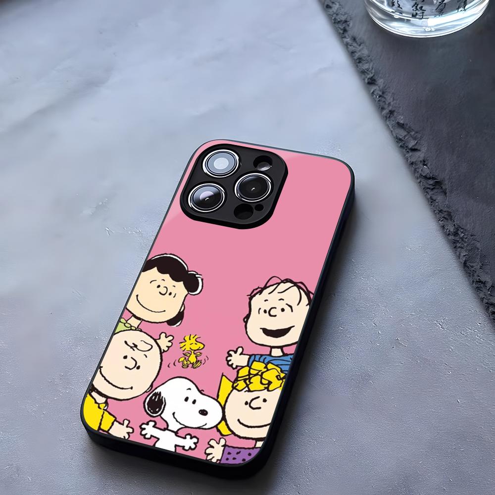 Big Head Snoopy Cartoon Phone Case Tempered Glass For IPhone 17 13 14 16 12 15 11 Pro Max Plus Mini X XR SE2020 Coque