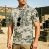 Men Tactical Polo Shirt Loose Fit Short Sleeve Breathable Outdoor Quick Dry Camouflage Print Velcro Patch Design Lapel Collar Top