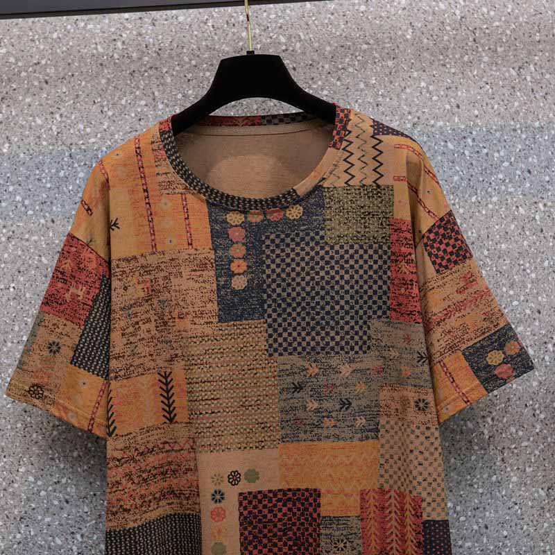 T-shirt Cotton Large Size Women Summer Loose Round Neck Pullover Bottoming Shirt Short-sleeved Tops