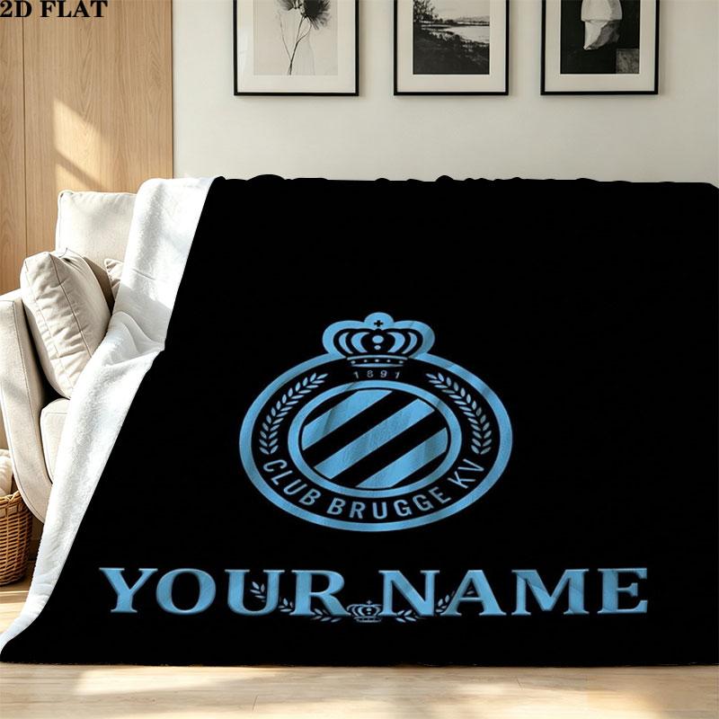 1PC Club Brugge KV Custom Name Patterned Flannel Blanket Suitable For All Seasons for Home Decor Warmth and Comfort Gifts Holiday Present