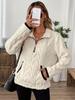 Damenmode Fuzzy Sweatshirt, Unifarbe, mit Reverskragen und Reißverschlussdetail, für Ganzjahreskomfort Pullover