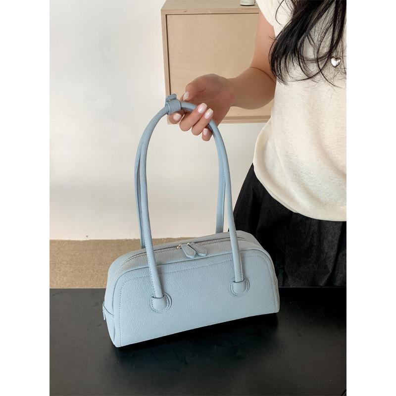 

Сумка подмышку в стиле ниши из матовой кожи, высококлассная маленькая квадратная сумка, двойная молния, модная новая женская сумка через плечо синий