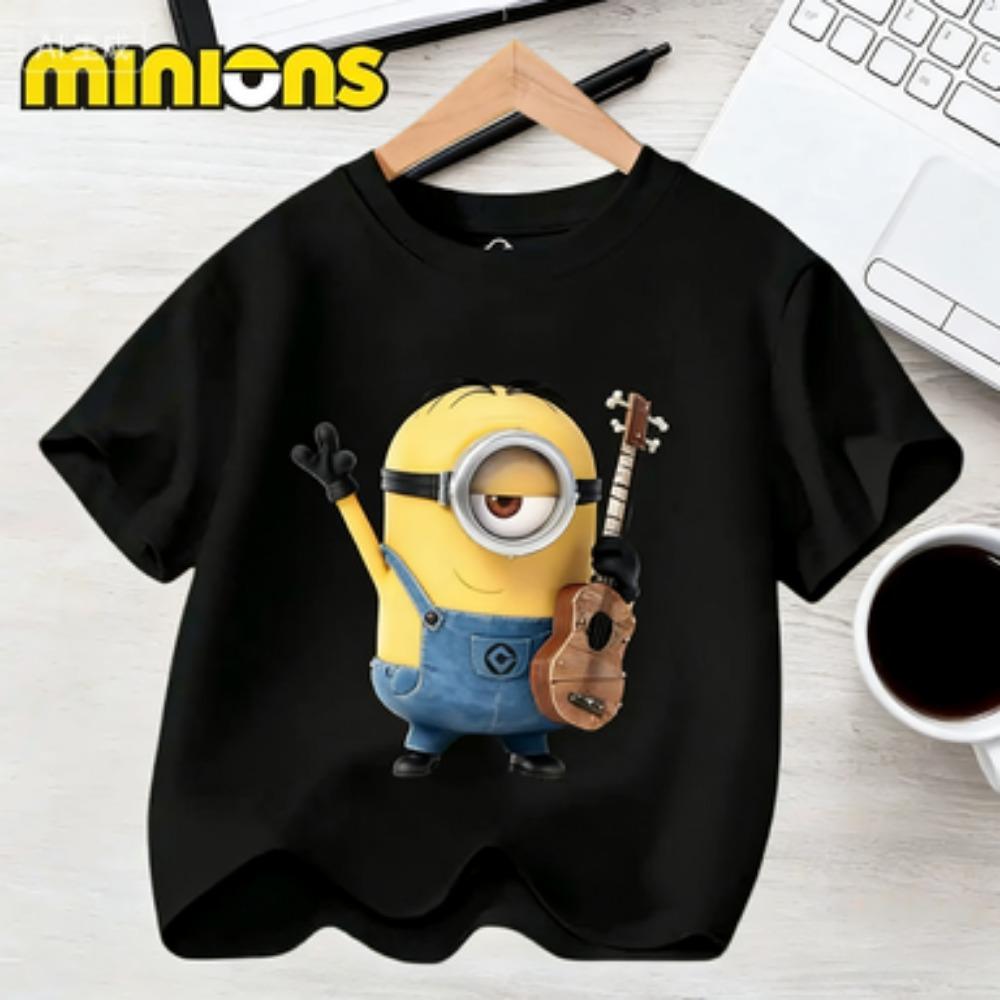 The Baby-Snatcher Minions Printed T-shirts for Kids-casual Short-sleeved Tops for Boys and Girls in Summer