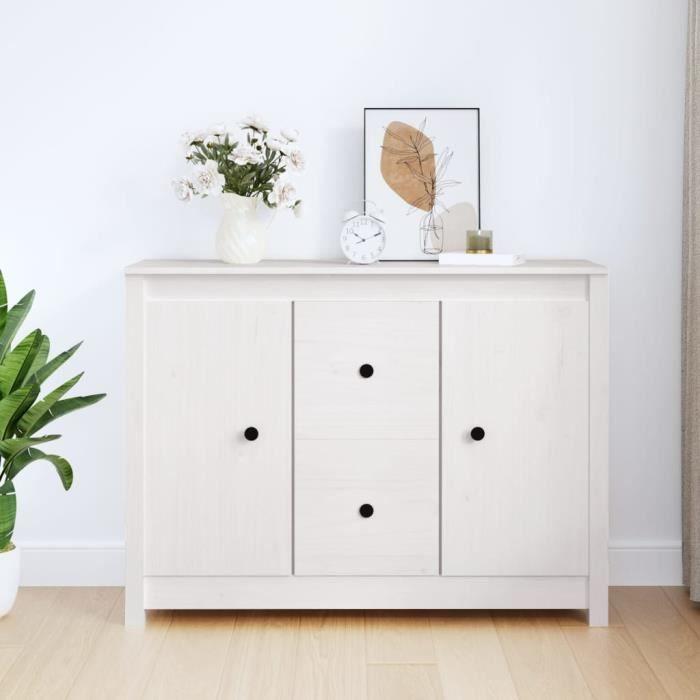 814565 vidaXL White Buffet 100x35x74 Cm Solid Pine Wood