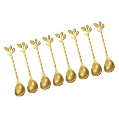 Elegante Mehrzweck-Rostfreier Stahl Löffel Mit Blattform Geeignet Zum Kaffeerühren Dessert Servieren Und Als Geschenk