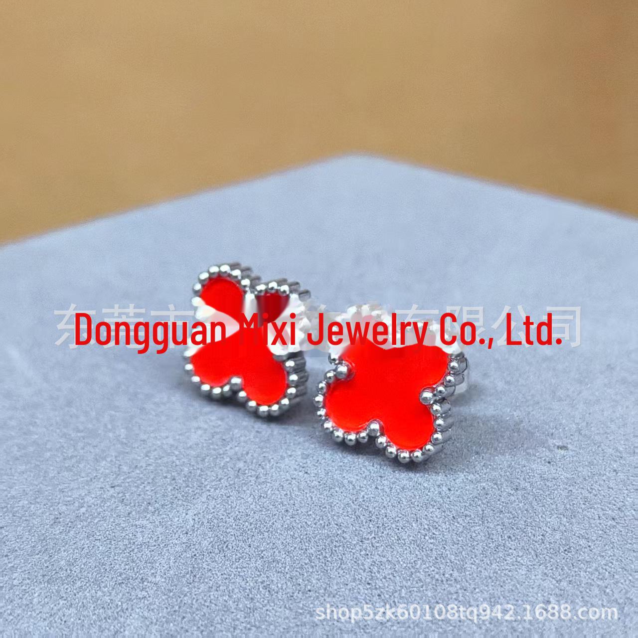 Модные серьги-четырехлистный клевер из титановой стали унисекс steel color