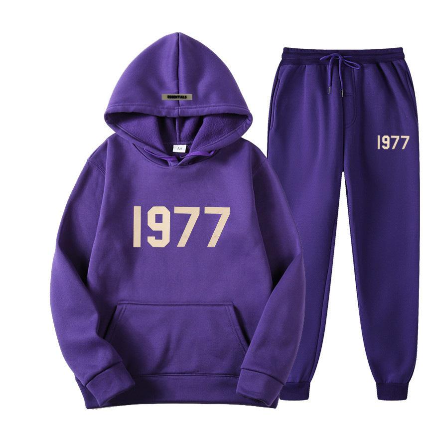 ESSENTIALS 1977 Trendy Fleece Hoodie Set - Unisex Loose Fit Sweatshirt