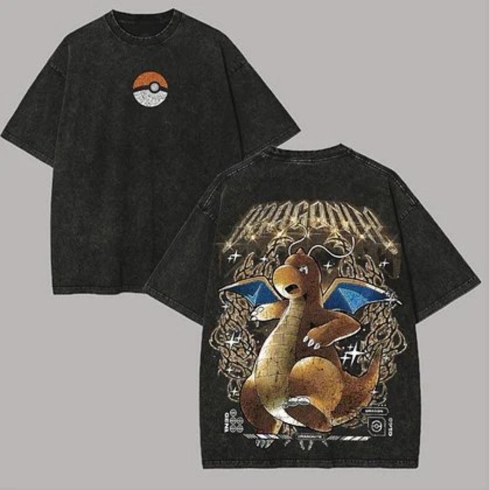 Pokemon Gengar Short Sleeve Tee Anime Washed Vintage Graphic T-Shirt Man Women Cosplay Casual Tops Streetwear
