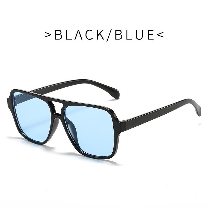 2024 Korean Retro Large Square Frame Pilot Sunglasses with Trendy Ocean Lenses