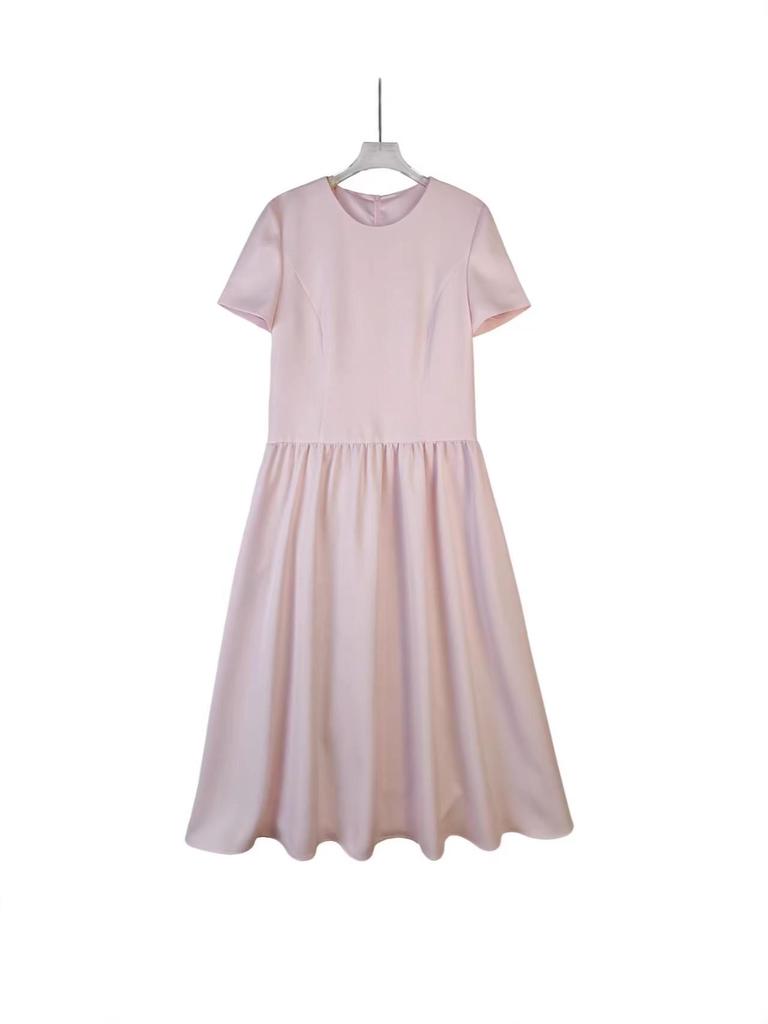 Women's Stylish Waist-Cinched Mid-Length Round Neck Dress
