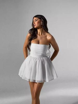 New One-Shoulder Strappy Camisole A-Line Dress Fashion Trendy Backless Mini Dress for Women