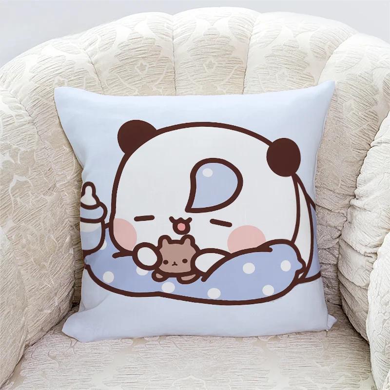 Niedliche Panda Bubu und Dudu Druck Kissenbezüge Heimdeko Kawaii Cartoon Animation Sofakissenbezug Schlafzimmerzimmer Kissenbezüge