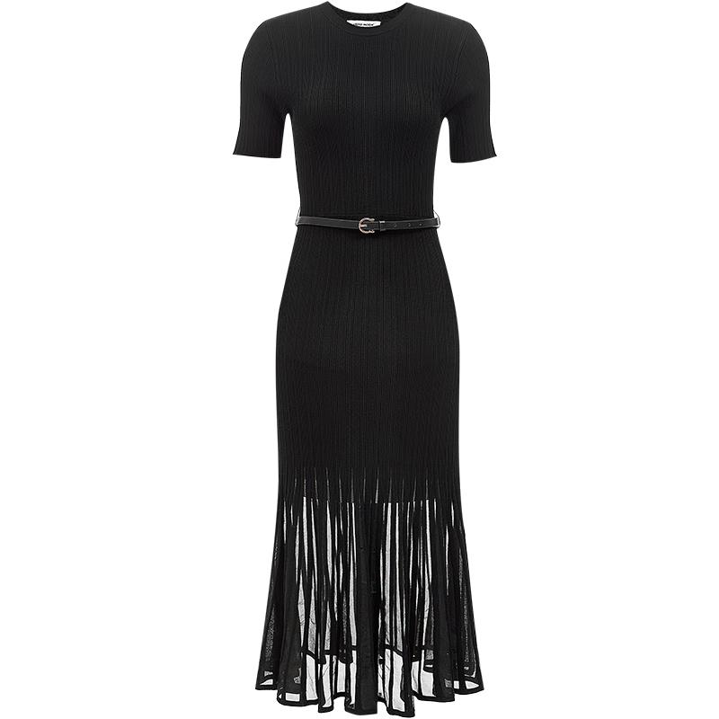 

VEROMODA 2025 Spring Ribbed Semi-Sheer A-Line Long Dress XS