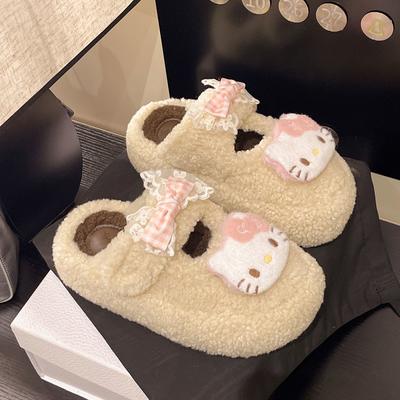 Mao Mao Slippers Women's Thick-soled Heightened One-word Slippers Are Comfortable To Wear Outside the New Cute Cartoon Hello Kitty