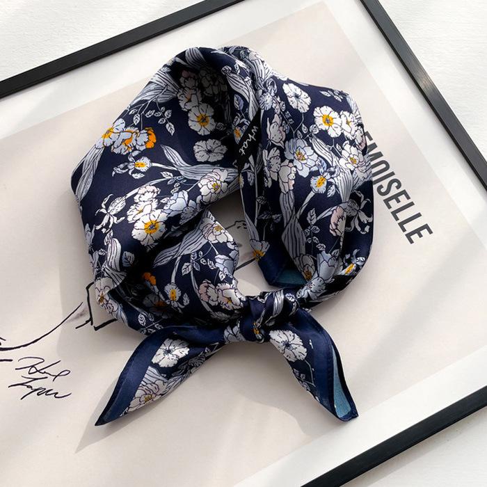 Sunset Retro Brown Banana Jungle Silk Scarf - Thin Mulberry Silk Small Square for Casual Neckwear.