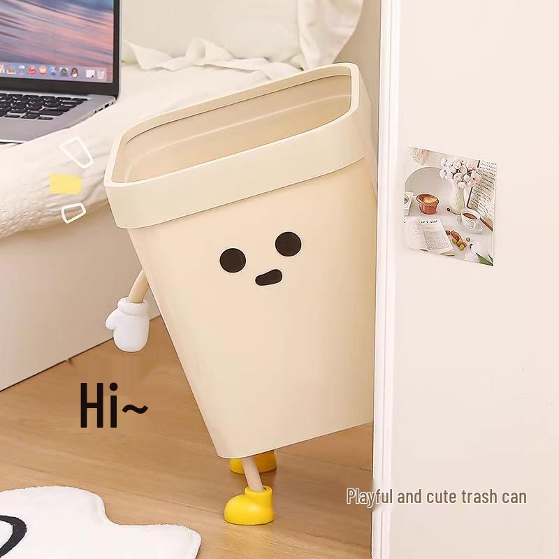 Cute Open-Top Square Trash Can with Press Ring – Large Capacity for Living Room, Bathroom, Kitchen