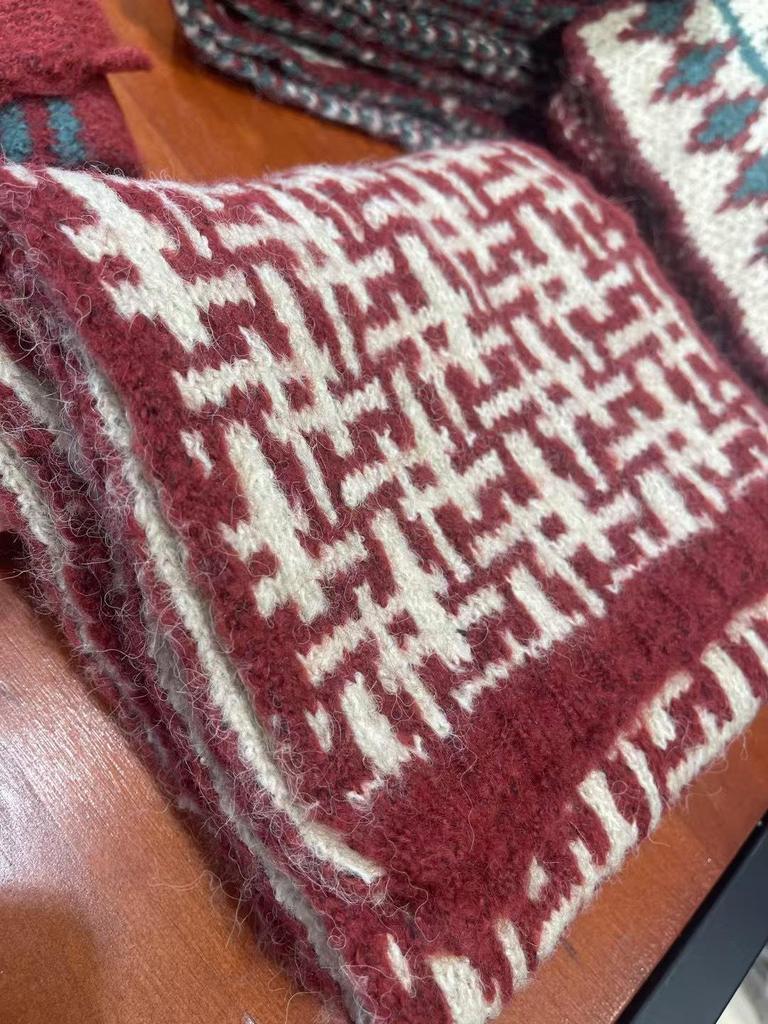 2024 Women's Red Wool Blend Scarf - Warm, Versatile, Christmas Winter Accessory