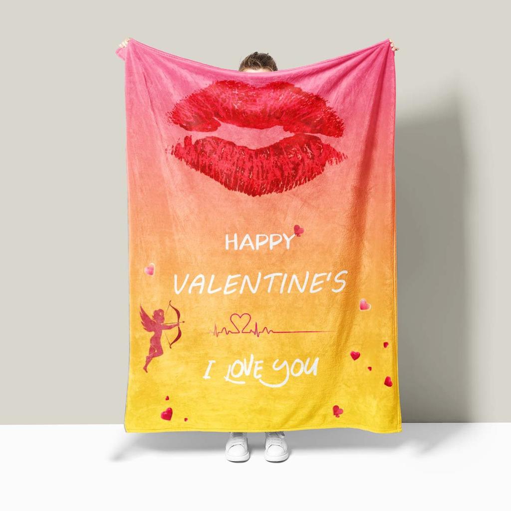 Valentine's Day couple gifts digital-printed polyester Bedroom velvet flannel soft sofa cover blanket Fleece soft sofa cover