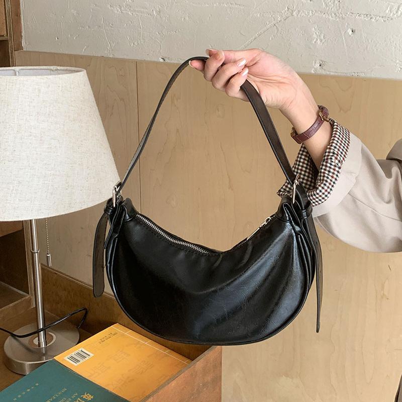 Underarm Bag Women s 2026 Spring Summer New Small Bag High-end Bag Silver Handheld Shoulder Crossbody Bag Half Mo Fashi чёрный