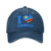 Men Women Republic Of Congo Congolese Flag Printed Hat Fashion Distressed Denim Washed Baseball Cap Adjustable