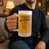 Chope de bière - PLANETEE - J'peux pas minimaliste - Verre trempé givré 470 ml - Anse recto verso - Motif sublimé