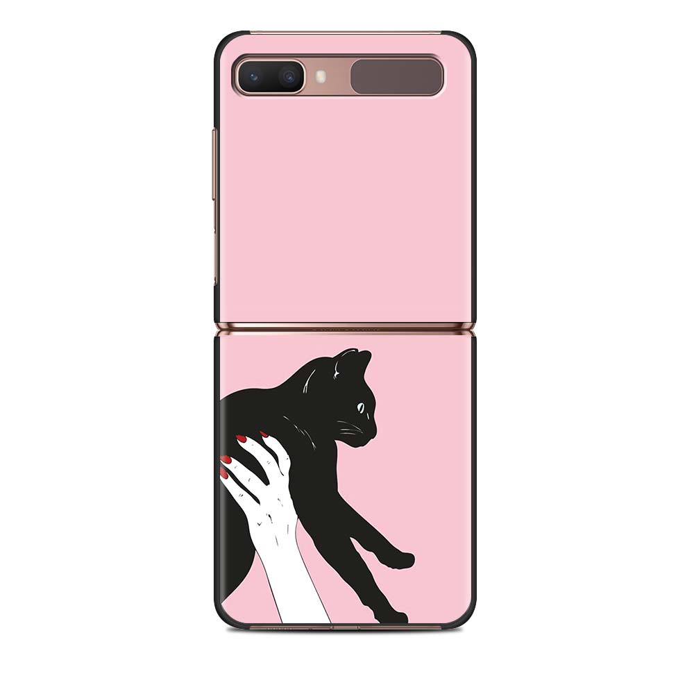 Lustige schwarze Katze, süße Luxus-Falthülle für Samsung Z Flip, Handyhülle für Galaxy Z Flip, Z Flip3 5G, Rückseite, Fundas