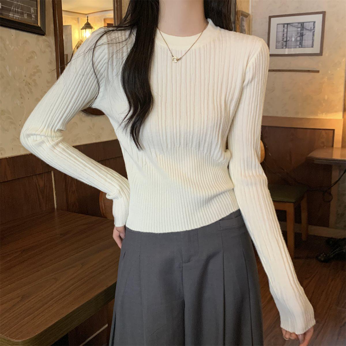 

2025 Ribbed Slimming Knit Sweater: Women s Velvet Base Layer for Spring, Autumn, and Winter XL (121-130 jin)