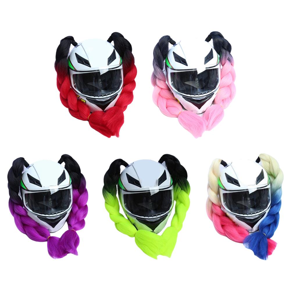 1pair Left And Right 2 Helmet Decoration Braids Women Helmet Dreadlocks Ponytail Motocross Bicycle Helmets Punk Hair Decor