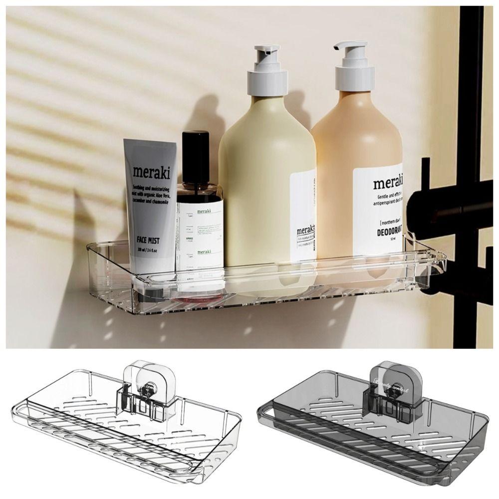Transparent Suction Cup Shower Shelf Removable Wall-Mounted Storage Holder  Bathroom Accessories