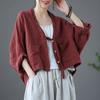 Übergroße Damenbekleidung Frühling und Sommer Locker Langarm Mode Baumwolle und Hanf Strickjacke Sonnenschutzmantel