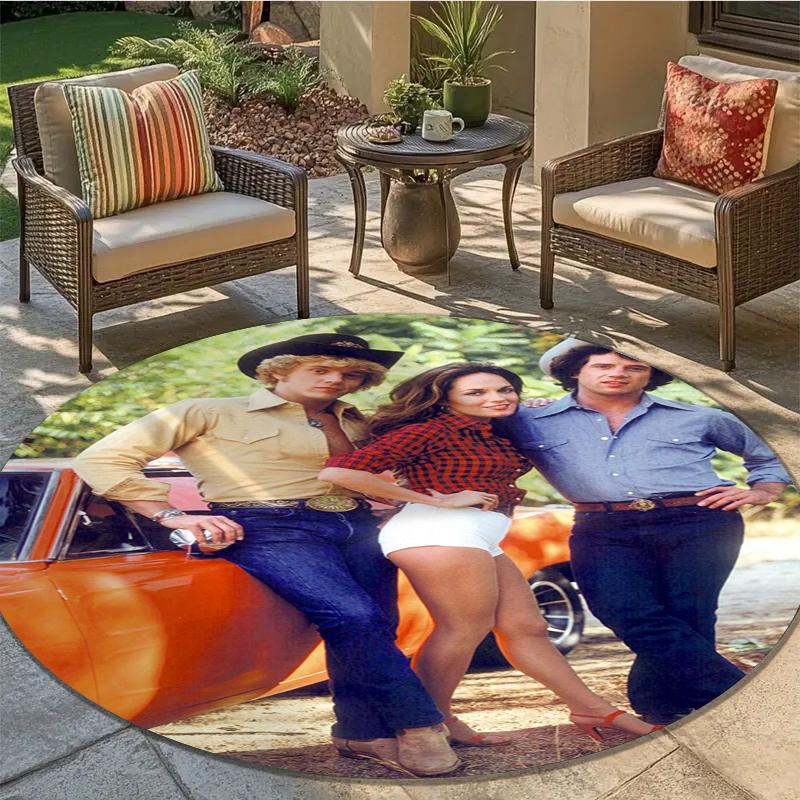 Dukes Of Hazzard Runder Teppich, Teppich für Wohnzimmer Schlafzimmer Sofa Spielzimmer Dekor, Rutschfeste Bodenmatte4