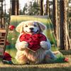 1pc Golden Retriever Roses Heart Outdoor Flannel Blanket, Cozy & Warm Soft Te Playful Design, Napping Camping,