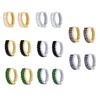 NEW Fashion Jewelry Women 925 Sterling Silver Hoop Earrings With Small Rectangular Green Purple Black Diamond Piercing Earrings