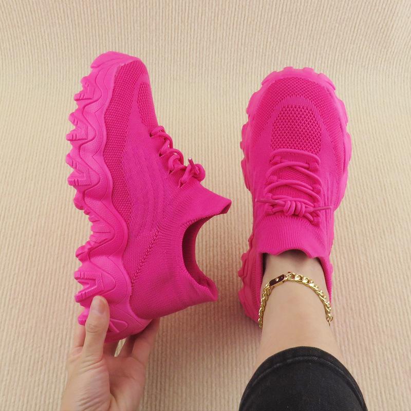 Breathable Lace-up Fly-woven Socks Shoes Casual Sports Shoes Outdoor Platform Shoes