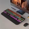 MageGee Typewriter Mechanical Gaming Keyboard Retro Punk Round Keycaps with RGB Rainbow Backlight USB Wired Keyboard for Gaming and Office Windows