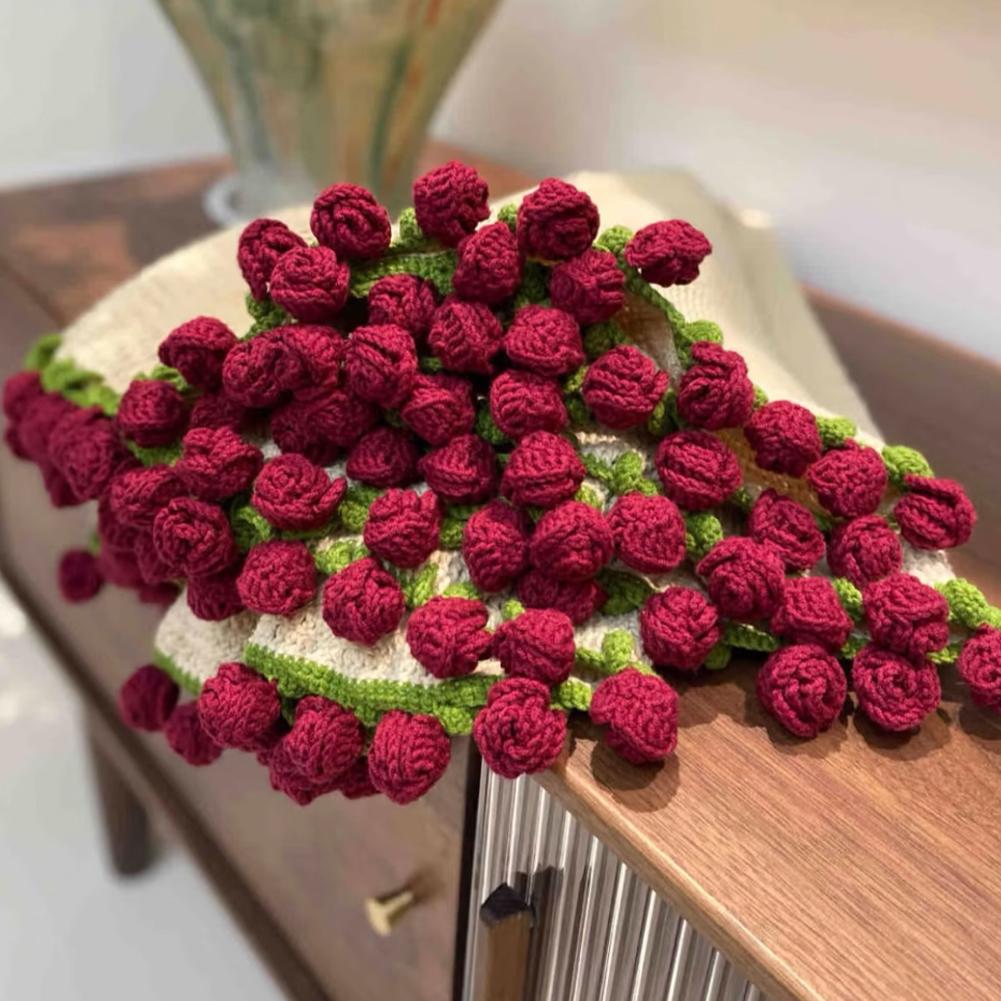 Crochet Flower Blanket Handmade Rose Bouquet Blanket Decor Home Blanket Bouquet Throw Majalis 0 J2E2