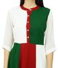 Bimba Womens Classic Mandarin Collar Shift TriColor Midi Summer Chic Dresses