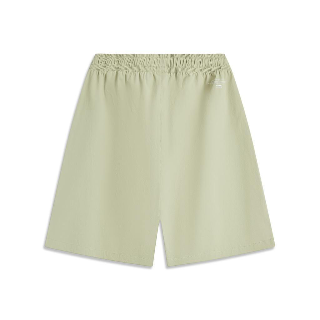 Li Ning Sports Lifestyle Series Solid Color Mid Waist Versatile Breathable Straight Leg Sports Shorts Men Shorts Shuttle-Leaf-Green AKSV169-3
