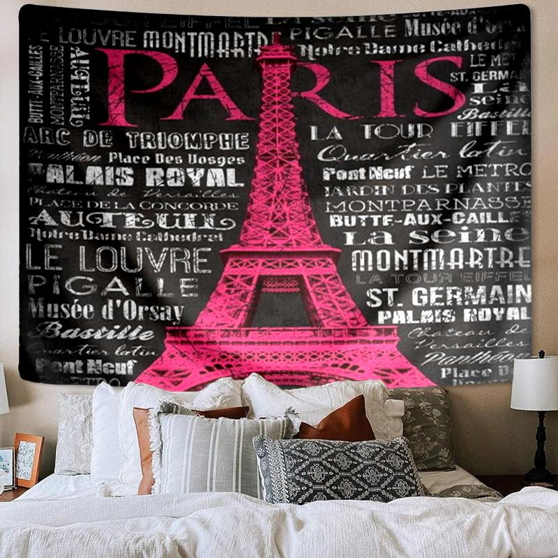 Parisian Eiffel Tower Romance Tapestry Room Decoration Wall Hanging for Living Room Bedroom, dormitory, Birthday and Christmas gifts