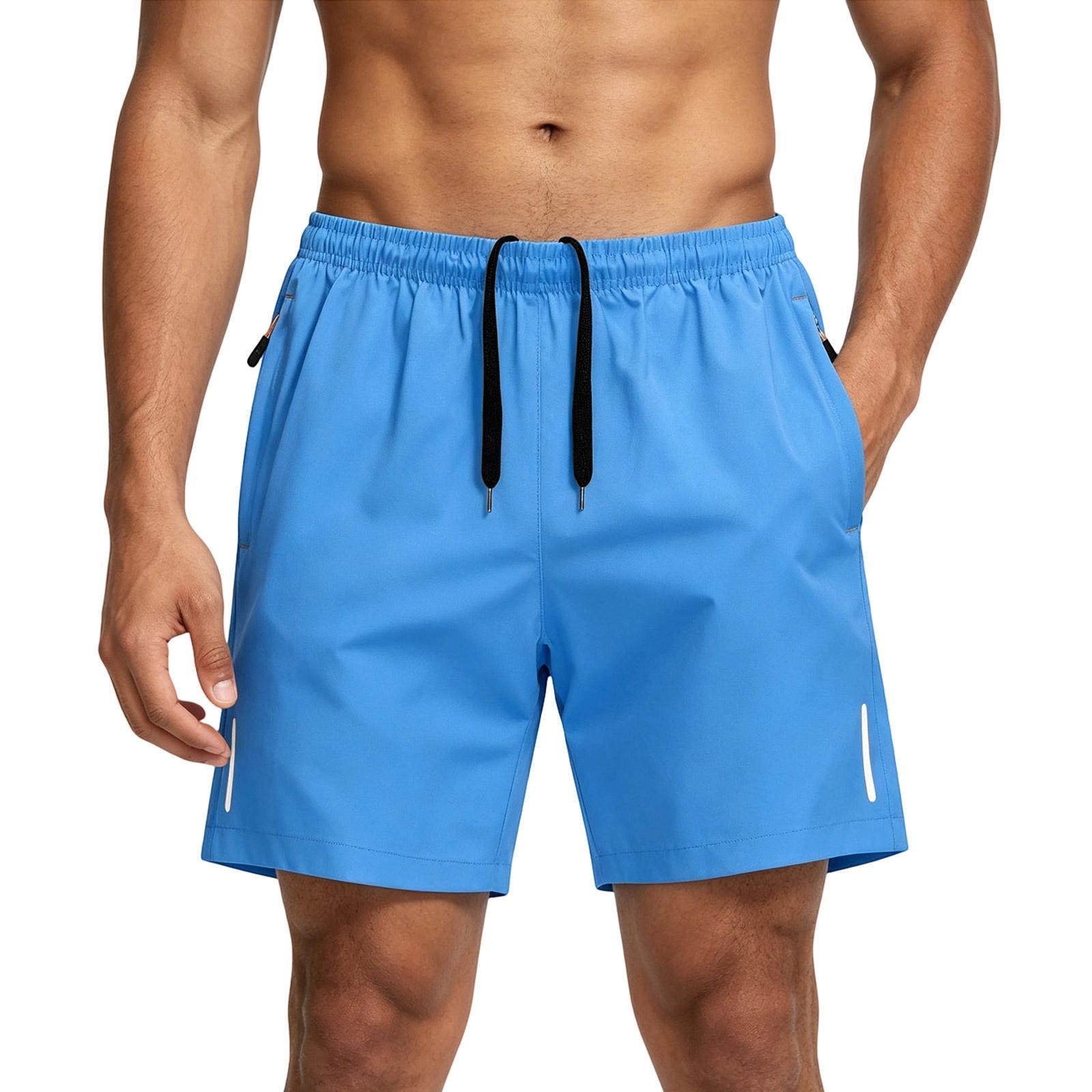 DXH Heren Grote Maten Zomer Sneldrogende Strandshorts Casual 5 Inch Sportshorts Lichtgewicht Ademend Elastische Tailleband Trekkoord M
