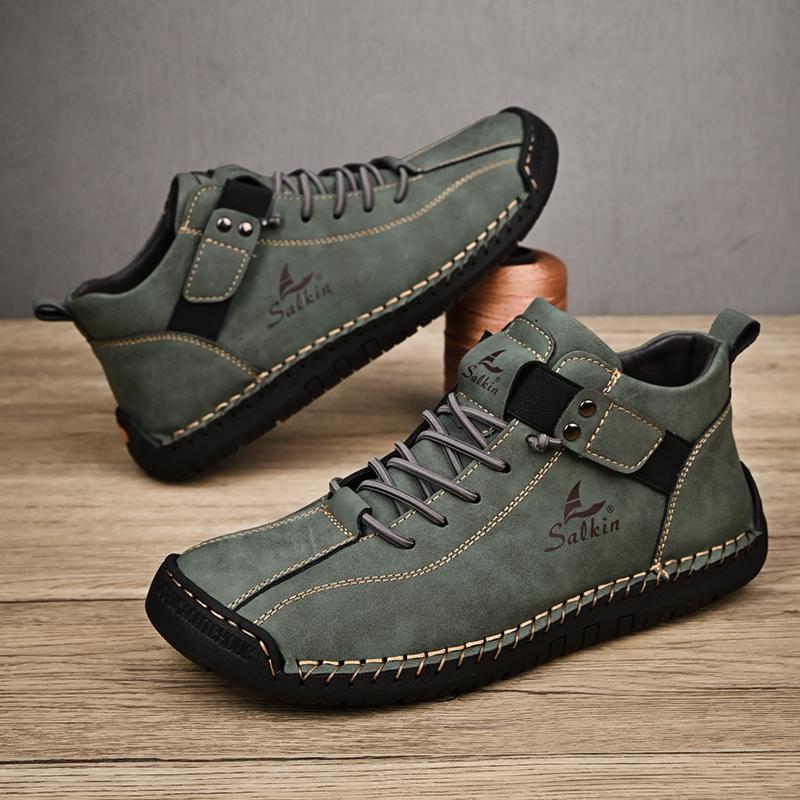 Fashion Mens British Style Leather Oxford Shoes Fashion Khaki Chelsea Boots Pointed -toe Men Ankle Boots High Top Shoe Man Hiking Shoes