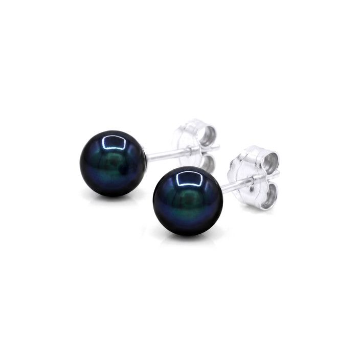 Boucles d'Oreilles - Pearls & Colors - Perle de Culture d'Eau Douce - Perle Noire - Argent 925 - Qualité AAA+ - Femme