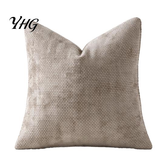 Invisible Zipper Pillow Case Weave Texture Cushion Case, Chenille Throw Cover, Solid Color Cover Durable Decorative Covers with for Living Room