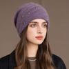 Women S Double Layer Knit Hat Warm Winter Beanie Pearl Glitter Rabbit Hair Blend