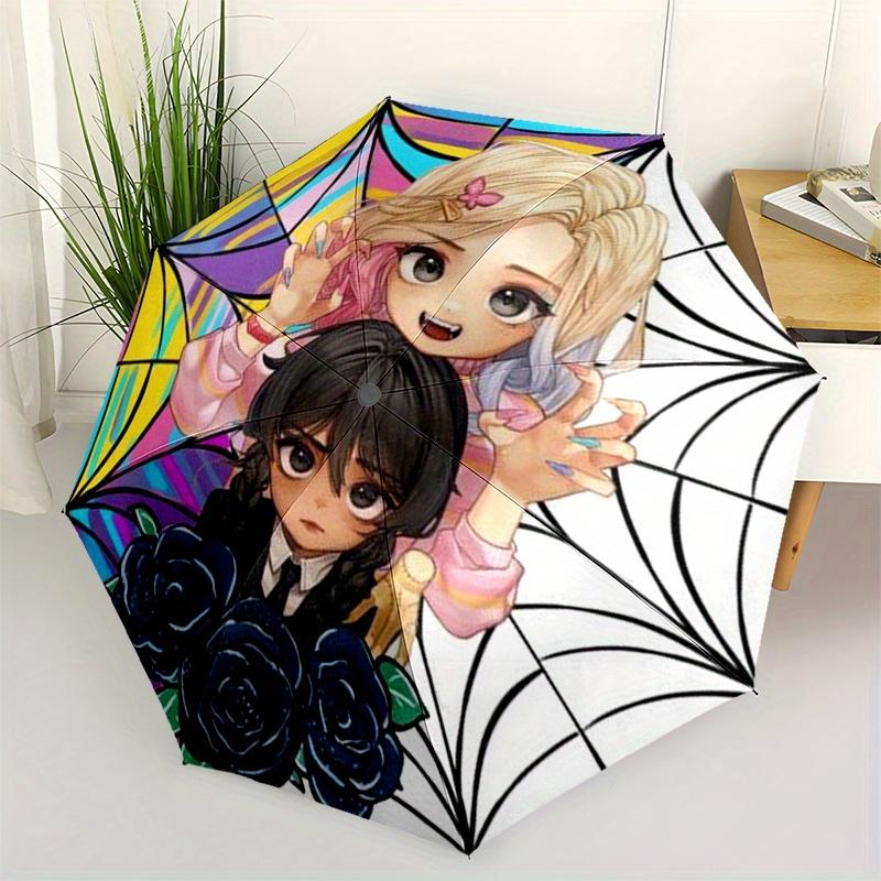 

Gothic, Chibi Automatic Folding Umbrella 8 Ribs, Durable Iron Frame, Bright Color Pattern Compact Travel Umbrella, Suitable for Outdoor, Be