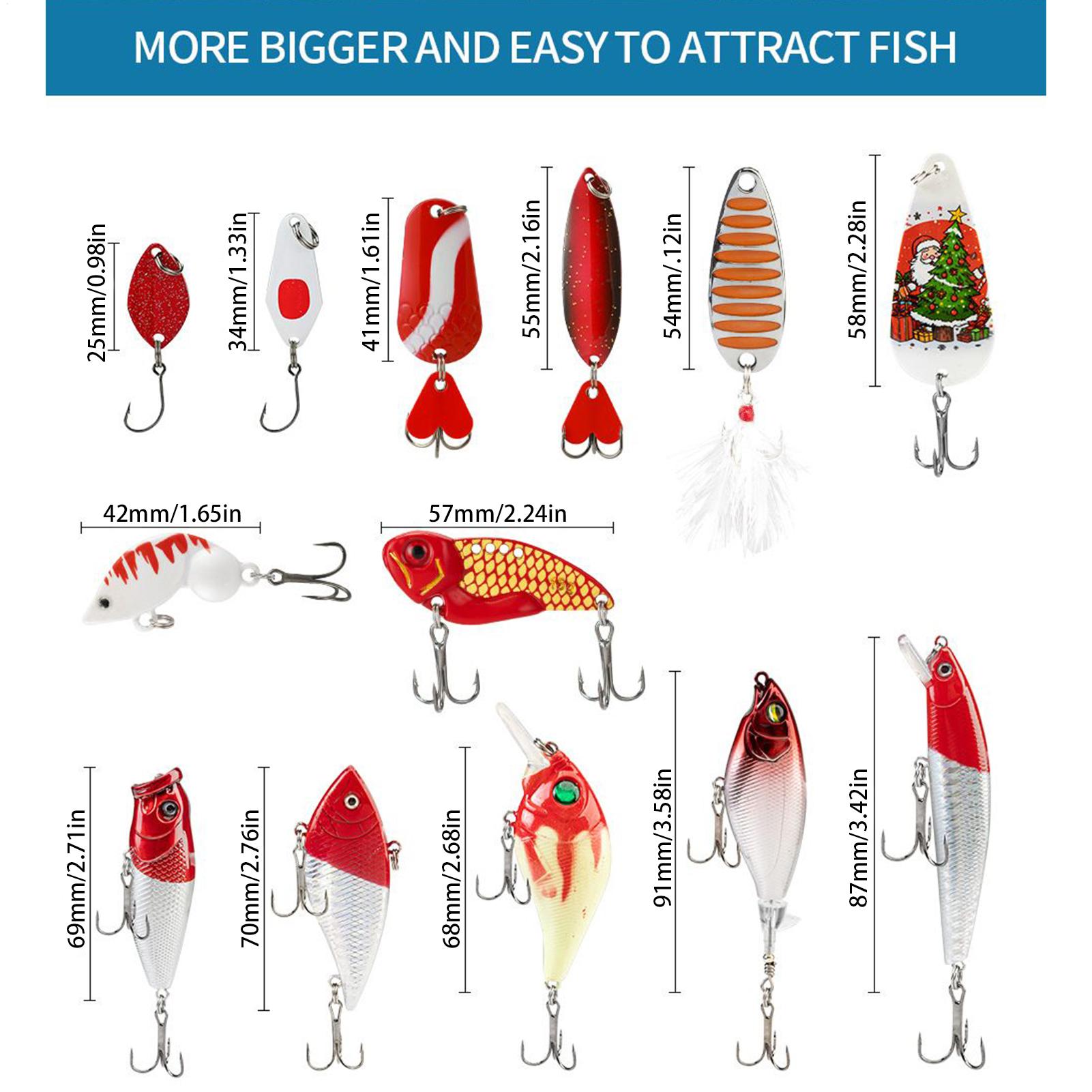 

2025 Fishing Calendar Advent 24-Day Christmas Fishing Bait Kit Countdown Calendar For Saltwater Freshwater River Father Men Gift S